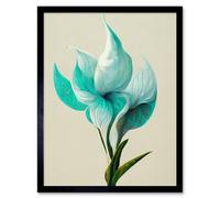 Artery8 Framed Wall Art Elegant White Aqua Calla Lilies Painting - 12X16 Inch