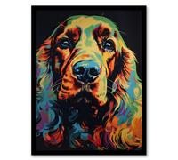 Artery8 Wall Art Print English Cocker Spaniel Cute Pet Dog Portrait Artwork Vibrant Bold Bright Colourful Painting Art Framed | Size: W12" x H16" Artery8 Multicolor W12" x H16"