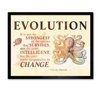 Artery8 Framed Wall Art Evolution Charles Darwin Responsive To Change Quote Not The Strongest That Survives - 12X16 Inch