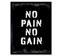 Artery8 Framed Wall Art Exercise Decor Inspiration No Pain No Gain Inspirational Gym Decor - 12X16 Inch