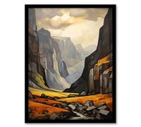 Artery8 Framed Wall Art Glencoe Gorge Oil Painting Atmospheric Sunlight Breaking Through Clouds - 12X16 Inch