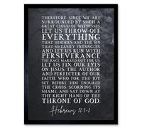 Artery8 Framed Wall Art Hebrews 12:1-2 Let Us Fix Our Eyes On Jesusian Bible Verse Quote Scripture - 12X16 Inch