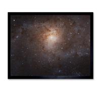 Artery8 Framed Wall Art Hubble Space Astronomy Triangulum Spiral Galaxy M33 Crop Blue Orange Star Birthing Region - 12X16 Inch