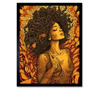 Artery8 Framed Wall Art I'm An Autumn Amber And Red Modern - 12X16 Inch