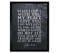 Artery8 Framed Wall Art John 14:27 Peace I Leave With You Peace I Give You Christian Bible Verse Quote Scripture - 12X16 Inch