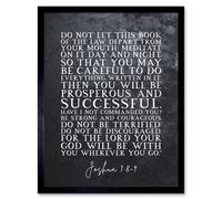 Artery8 Framed Wall Art Joshua 1:8-9 Be Strong And Courageous Christian Bible Verse Quote Scripture - 12X16 Inch