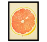 Artery8 Framed Wall Art Juicy Sliced Orange Bright Fruit Citrus Minimalist Kitchen - 12X16 Inch