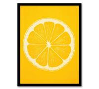 Artery8 Framed Wall Art Lemon On Citron On Yellow Monotone Minimalist Kitchen Interior Decor - 12X16 Inch