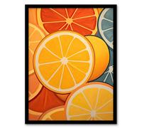 Artery8 Lemons and Oranges Oil Painting Abstract Fruit Slices Kitchen Artwork Art Print Framed Poster Wall Decor 12x16 inch