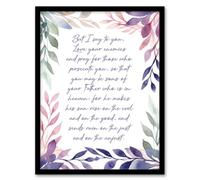 Artery8 Wall Art Print Love Your Enemies Violet Sermon on the Mount Jesus Bible Framed Art in Purple | Size: W12" x H16" Artery8 Purple W12" x H16"