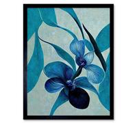 Artery8 Framed Wall Art Modern Abstract Blue Orchid Modern - 12X16 Inch