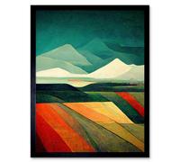 Artery8 Wall Art Print Modern Semi-Abstract Colourful Landscape Art Framed in Black | Size: W12" x H16" Artery8 Black W12" x H16"