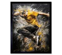 Artery8 Framed Wall Art Parkour Jump Action Shot Paint Splat Portrait - 12X16 Inch