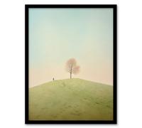 Artery8 Framed Wall Art Perspective Tree By Amy Denver Minimalist Soft Pastel Greens Minimalism Simple Modern - 12X16 Inch