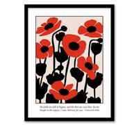 Artery8 Framed Wall Art Poppies Early Pearly Morning Graphic Design Print - 12X16 Inch
