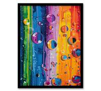 Artery8 Raindrops in Rainbow Painting Colourful Bright Framed Art Print | Size: W12" x H16" Artery8 Multicolor W12" x H16"