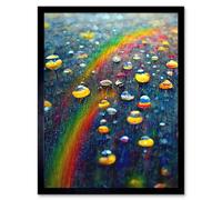 Artery8 Wall Art Print Raindrops On Rainbow Light Prism Oil Painting Art Framed in Black | Size: W12" x H16" Artery8 Black W12" x H16"