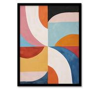 Artery8 Retro Mid Century Modern Geometric Colour Pattern Framed Art Print | Size: W12" x H16" Artery8 Multicolor W12" x H16"