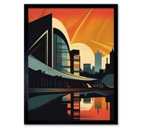 Artery8 Framed Wall Art River Clyde Walkway Modern Glasgow Cityscape - 12X16 Inch