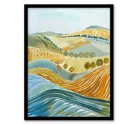 Artery8 Framed Wall Art Rolling Hills Of Yorkshire England Landscape Soft Print - 12X16 Inch