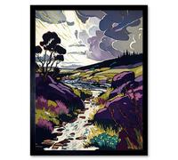 Artery8 Framed Wall Art Scottish Landscape With Stormy Clouds - 12X16 Inch