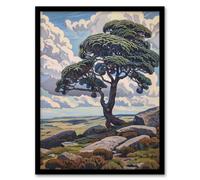 Artery8 Single Tree Dartmoor Devon Landscape England Living Room Art Print Framed Poster Wall Decor 12x16 inch