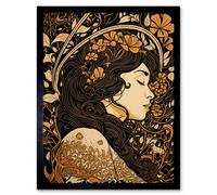 Artery8 Framed Wall Art Sleeping Beauty Modern Art Nouveau - 12X16 Inch