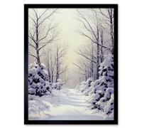 Artery8 Framed Wall Art Snowed In Again Winter Tranquil Landscape - 12X16 Inch