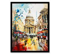 Artery8 Framed Wall Art St Pauls Cathedral London England Abstract Fun Print - 12X16 Inch