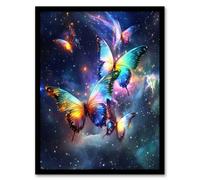 Artery8 Framed Wall Art String Theory Cosmic Butterflies Space Starscape Print - 12X16 Inch
