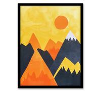 Artery8 Sunrise Over Himalayan Mountain Range Abstract Framed Art Print in Yellow | Size: W12" x H16" Artery8 Yellow W12" x H16"