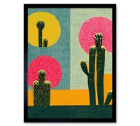 Artery8 Framed Wall Art Surreal Pop Art Cholla Desert Cactus - 12X16 Inch