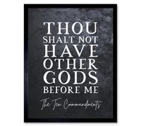 Artery8 Framed Wall Art Ten Commandments Thou Shalt Not Have Other Gods Christian Bible Verse Quote Scripture - 12X16 Inch
