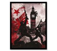 Artery8 Framed Wall Art Uk Anarchy Big Ben Tower London Painting Print - 12X16 Inch
