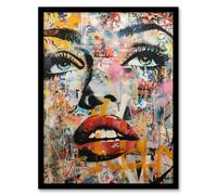 Artery8 Vintage Pop Art Portrait Street Art Graffiti Living Room Art Print Framed Poster Wall Decor 12x16 inch