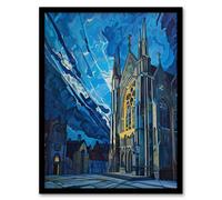 Artery8 Framed Wall Art York Minster Cathedral Night Concept Art Church Print - 12X16 Inch