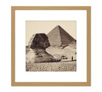 Artery8 Francis Bedford Sphinx Great Pyramid Egypt 8X8 Inch Square Wooden Framed Wall Art Print Picture with Mount in Light Oak Artery8 Light Oak