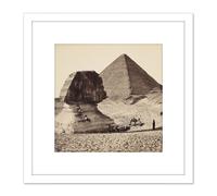 Artery8 Francis Bedford Sphinx Great Pyramid Egypt 8X8 Inch Square Wooden Framed Wall Art Print Picture with Mount in White Artery8 White