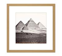 Artery8 Francis Frith Pyramids Of El Geezeh 8X8 Inch Square Wooden Framed Wall Art Print Picture with Mount in Light Oak Artery8 Light Oak
