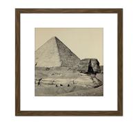Artery8 Francis Frith The Great Pyramid & The Great Sphinx Egypt 8X8 Inch Square Wooden Framed Wall Art Print Picture with Mount in Brown Artery8 Brown