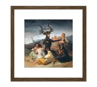 Artery8 Francisco De Goya Y Lucientes Witches Sabbath 8X8 Inch Square Wooden Framed Wall Art Print Picture with Mount in Brown Artery8 Brown