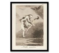 Artery8 Francisco Goya Pretty Teacher Witches On Broomstick Framed Wall Art Print A4