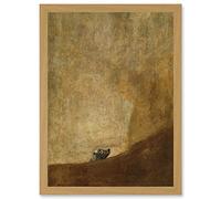 Francisco Goya The Dog Reproduction Painting Artwork Framed Wall Art Print A4 Artery8 Light Oak One Size