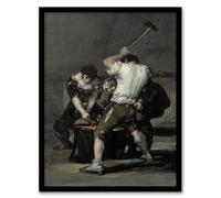 Artery8 Francisco Goya The Forge Blacksmiths Oil Painting Framed Art Print in Grey | Size: A3 Artery8 Grey A3