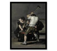 Artery8 Francisco Goya The Forge Blacksmiths Oil Painting Framed Art Print in Grey | Size: A4 Artery8 Grey A4