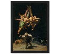 Artery8 Francisco Goya The Witches Flight Witchcraft Artwork Framed Wall Art Print A4