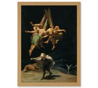 Artery8 Francisco Goya The Witches Flight Witchcraft Artwork Framed Wall Art Print A4