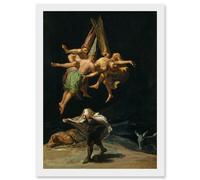 Artery8 Francisco Goya The Witches Flight Witchcraft Artwork Framed Wall Art Print A4