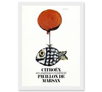 Artery8 Francois Automobile Exhibition Marsan Pavilion Fish Balloon Advert Artwork Framed Wall Art Print A4 in White Artery8 White