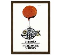 Artery8 Francois Automobile Exhibition Marsan Pavilion Fish Balloon Advert Artwork Framed Wall Art Print A4 in Brown Artery8 Brown